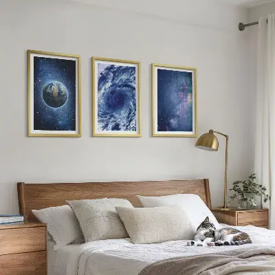 Set di quadri incorniciati con motivo galassia tempesta spaziale terrestre