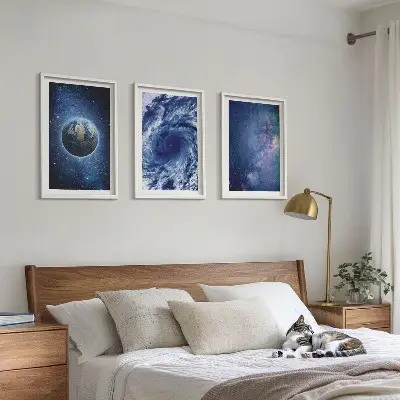 Set di quadri incorniciati con motivo galassia tempesta spaziale terrestre