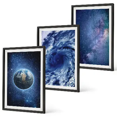 Set di quadri incorniciati con motivo galassia tempesta spaziale terrestre