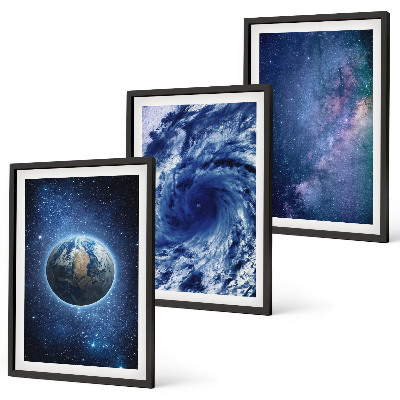 Set di quadri incorniciati Tempesta spaziale terrestre Galassia