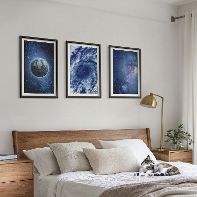 Set di quadri incorniciati Tempesta spaziale terrestre Galassia