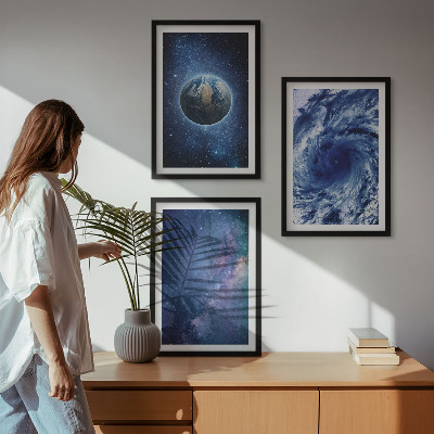 Set di quadri incorniciati Tempesta spaziale terrestre Galassia