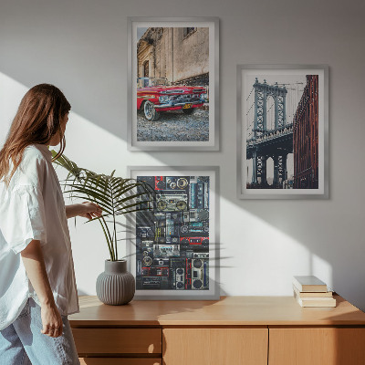 Composizione di quadri Vecchio ponte automobilistico di Brooklyn, audio retrò