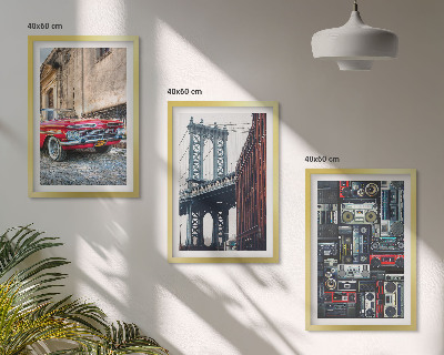 Composizione di quadri Vecchio ponte automobilistico di Brooklyn, audio retrò