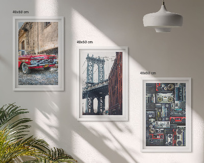Composizione di quadri Vecchio ponte automobilistico di Brooklyn, audio retrò
