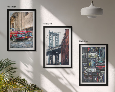 Composizione di quadri Vecchio ponte automobilistico di Brooklyn, audio retrò