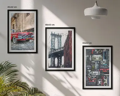 Composizione di quadri vecchio ponte automobilistico di Brooklyn in stile retrò