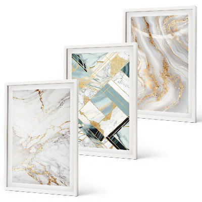 Set di 3 quadri Eleganti motivi marmorizzati