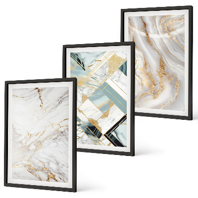 Set di 3 quadri Eleganti motivi marmorizzati