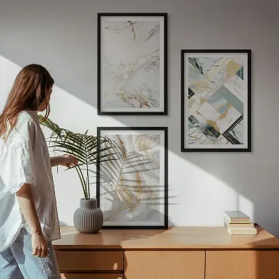 Set di 3 quadri con eleganti motivi marmorizzati