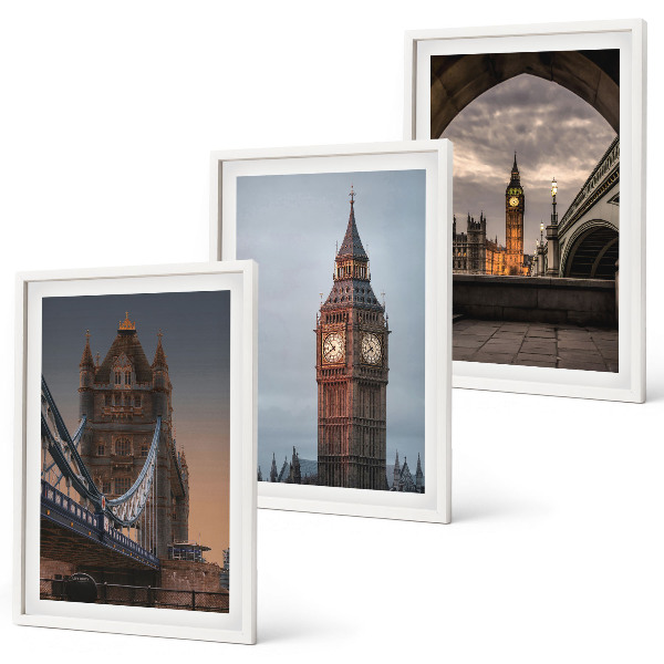 Set di quadri incorniciati Orologio Big Ben del ponte di Londra