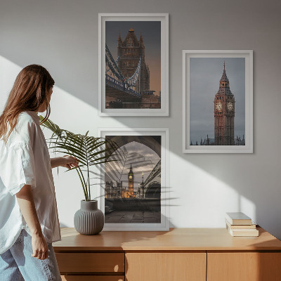 Set di quadri incorniciati Orologio Big Ben del ponte di Londra