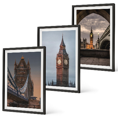 Set di quadri incorniciati Orologio Big Ben del ponte di Londra