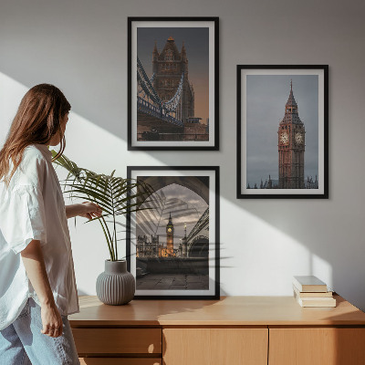 Set di quadri incorniciati Orologio Big Ben del ponte di Londra