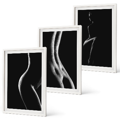 Set di 3 quadri Sagome femminili in bianco e nero