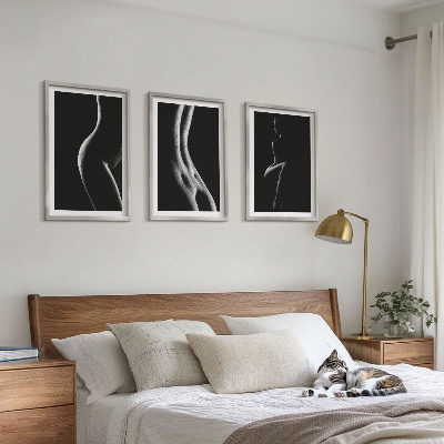 Set di 3 quadri Sagome femminili in bianco e nero