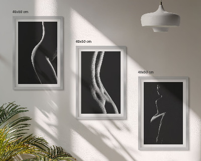 Set di 3 quadri Sagome femminili in bianco e nero
