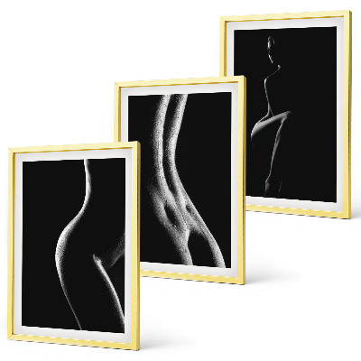 Set di 3 quadri Sagome femminili in bianco e nero