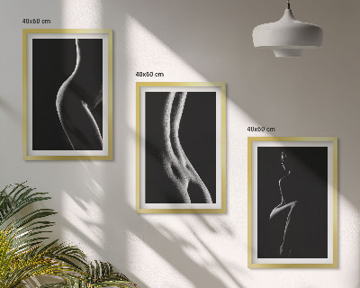 Set di 3 quadri Sagome femminili in bianco e nero