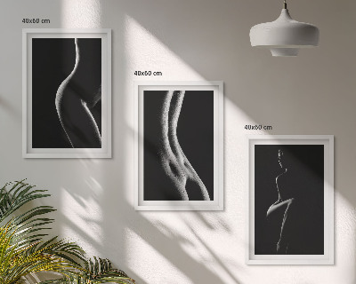 Set di 3 quadri Sagome femminili in bianco e nero