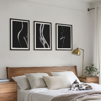 Set di 3 quadri Sagome femminili in bianco e nero