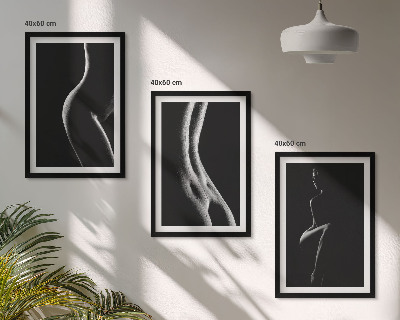 Set di 3 quadri Sagome femminili in bianco e nero