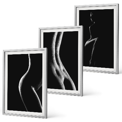 Set di 3 quadri Sagome femminili in bianco e nero