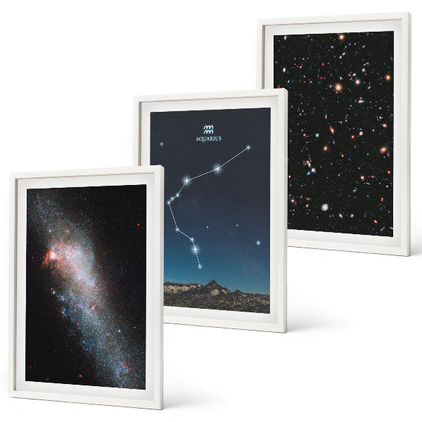 Set di 3 quadri Spazio galattico Acquario