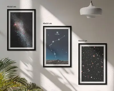 Set di 3 quadri con stampa spazio galattico Acquario