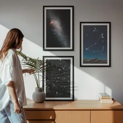 Set di quadri incorniciati con costellazione del Capricorno e galassia