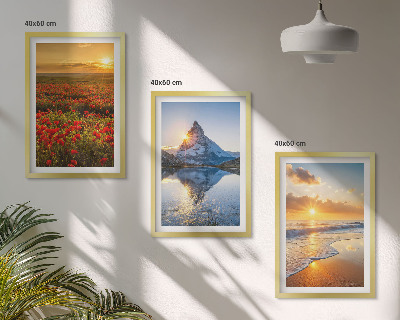 Set di 3 quadri Paesaggi di montagne e mari nell'ovest