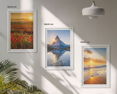Set di 3 quadri Paesaggi di montagne e mari nell'ovest