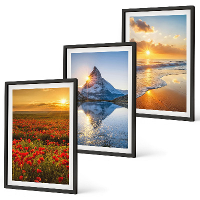 Set di 3 quadri Paesaggi di montagne e mari nell'ovest