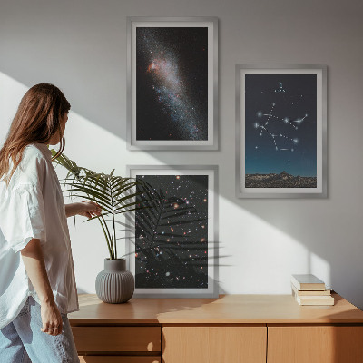 Set di 3 quadri galassia zodiacale dei Gemelli