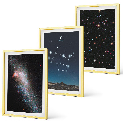 Set di 3 quadri galassia zodiacale dei Gemelli
