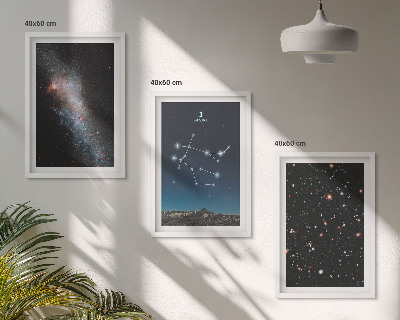 Set di 3 quadri galassia zodiacale dei Gemelli