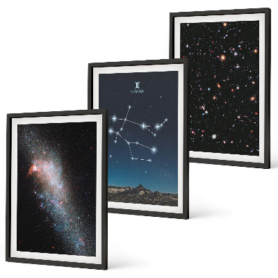 Set di 3 quadri galassia zodiacale dei Gemelli
