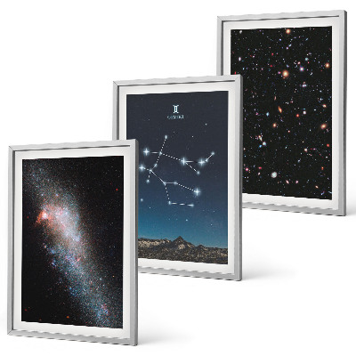 Set di 3 quadri galassia zodiacale dei Gemelli