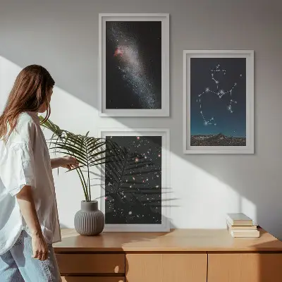 Set di 3 quadri con galassie, costellazioni e lo spazio del Sagittario