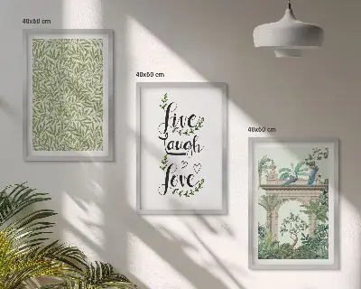 Composizione di quadri con architettura di foglie verdi