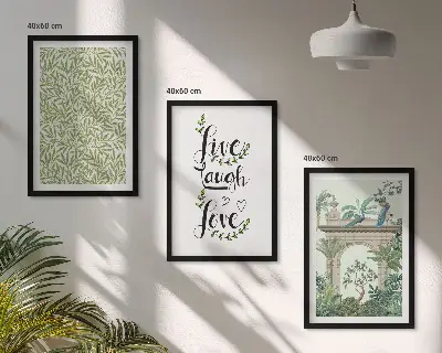 Composizione di quadri con architettura di foglie verdi