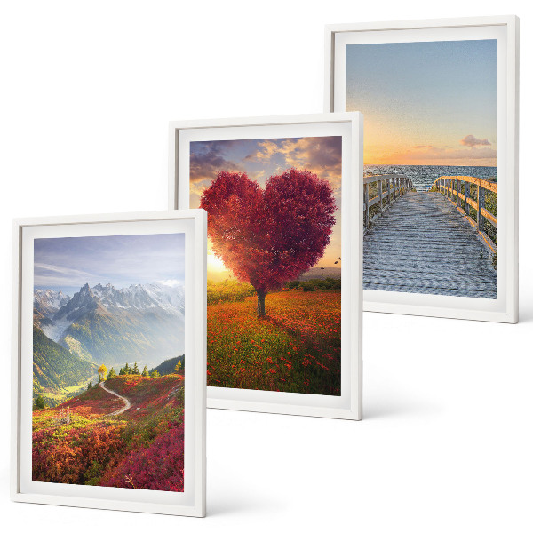 Set di quadri incorniciati Paesaggi montagne albero cuore molo