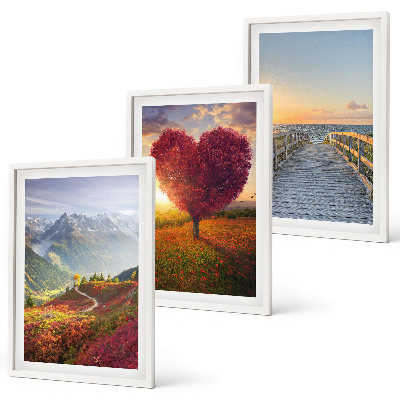 Set di quadri incorniciati Paesaggi montagne albero cuore molo