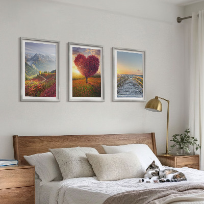 Set di quadri incorniciati Paesaggi montagne albero cuore molo