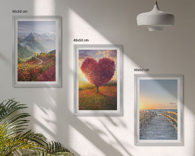 Set di quadri incorniciati Paesaggi montagne albero cuore molo