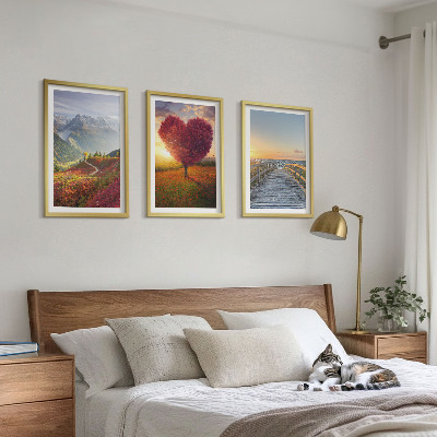Set di quadri incorniciati Paesaggi montagne albero cuore molo