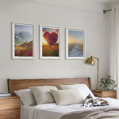 Set di quadri incorniciati Paesaggi montagne albero cuore molo