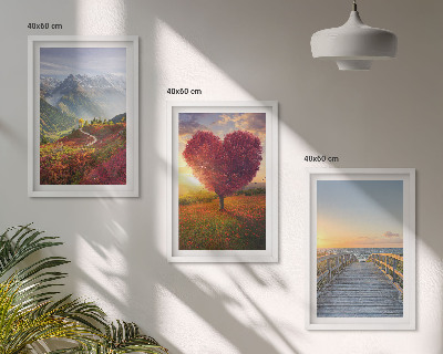 Set di quadri incorniciati Paesaggi montagne albero cuore molo