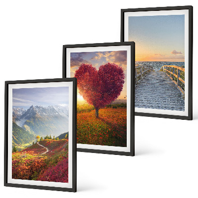 Set di quadri incorniciati Paesaggi montagne albero cuore molo