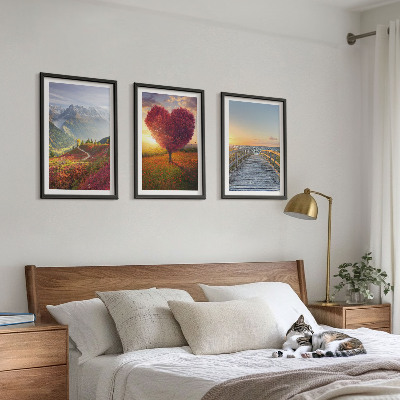 Set di quadri incorniciati Paesaggi montagne albero cuore molo